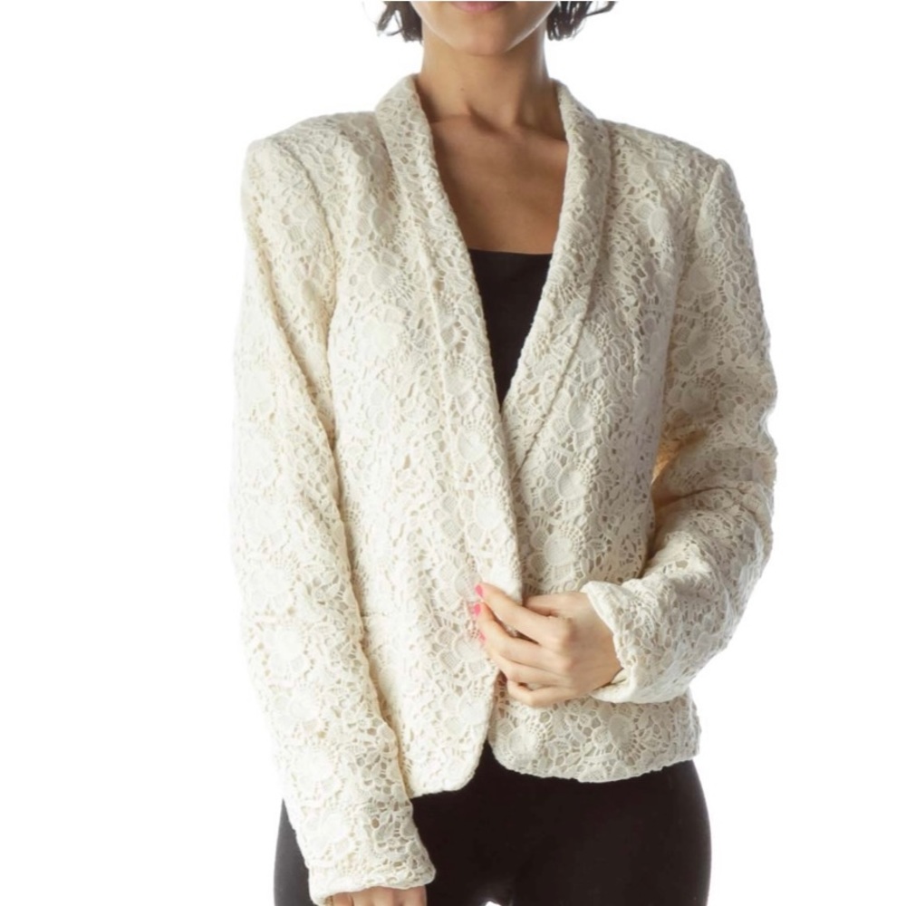Loft Cream / White Floral Lace Blazer